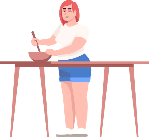 Woman eating healthy meal Illustration