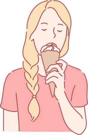 Woman eating ice cream  Illustration