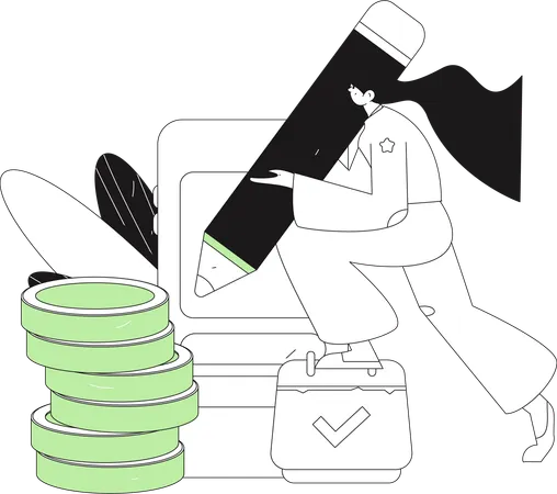 Woman edit calendar event  Illustration