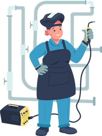 Woman electric welder  Illustration