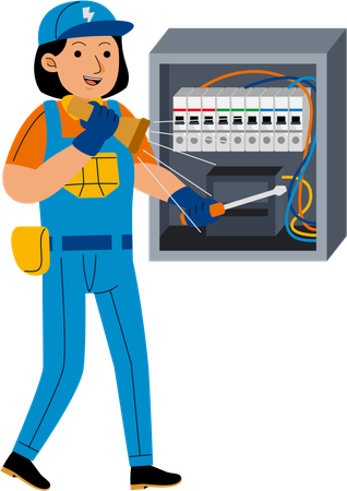 Woman Electrician  Illustration