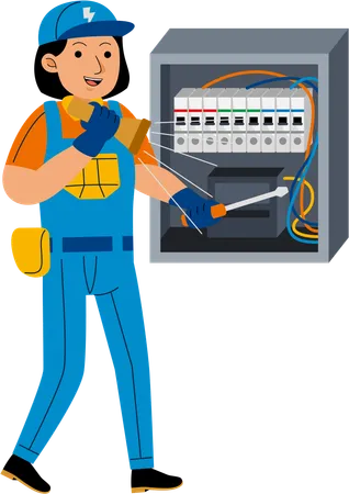 Woman Electrician  Illustration