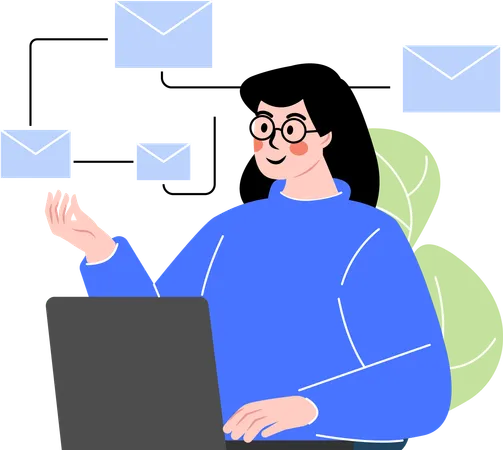 Woman email marketing campaigns  Illustration