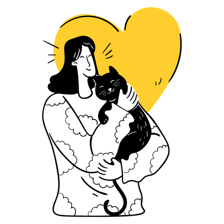 Woman Emotional Support to Animal  Illustration