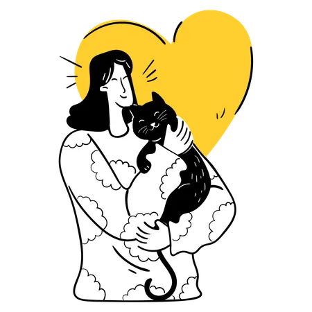 Woman Emotional Support to Animal  Illustration