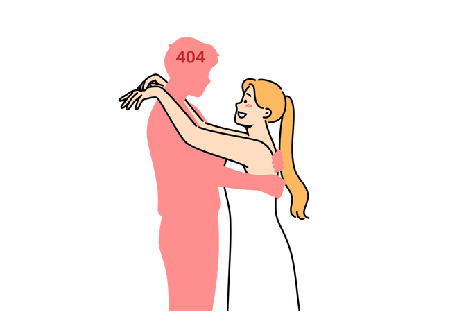 Woman encounters 404 error  Illustration