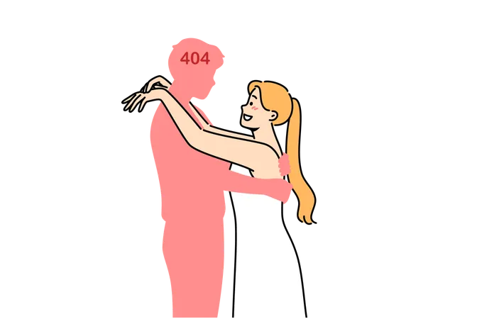 Woman encounters 404 error  Illustration