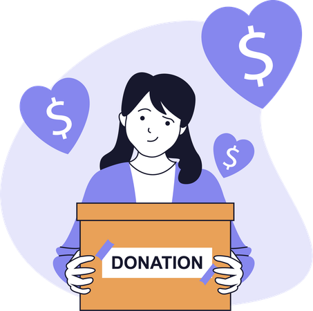 Woman encourages money charity  Illustration