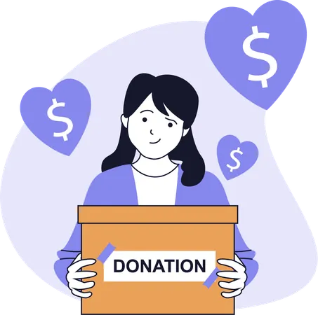 Woman encourages money charity  Illustration