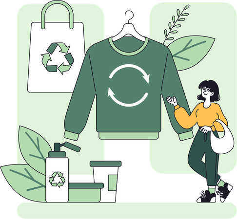 Woman encourages zero waste recycling management  Illustration