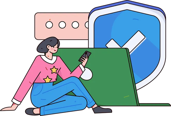 Woman encrypts her online messages  Illustration