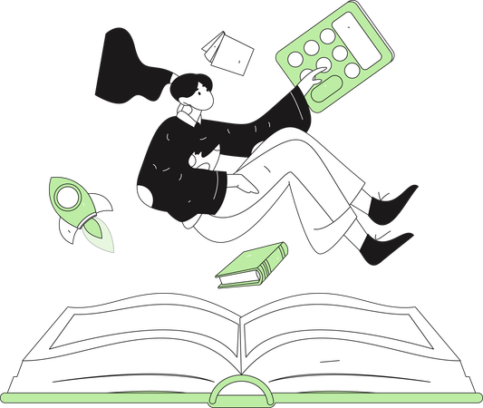 Woman engaged in book reading  Illustration