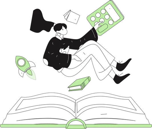 Woman engaged in book reading  Illustration