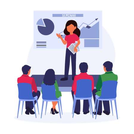 Woman Engaging in Seminar Discussion  Illustration