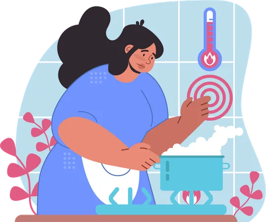 Woman engaging with temperature  Illustration