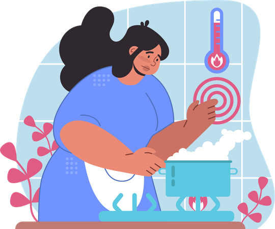 Woman engaging with temperature  Illustration