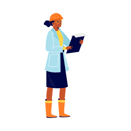 Woman engineer of oil industry pipeline  Illustration