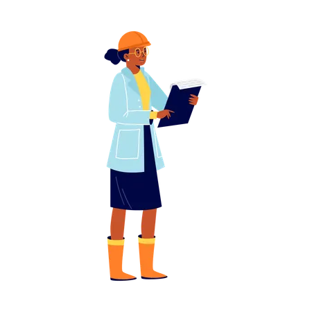 Woman engineer of oil industry pipeline  Illustration