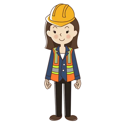 Woman engineer with safety helmet  Illustration