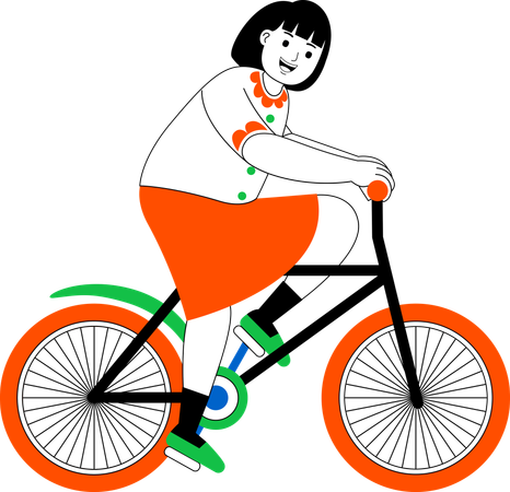 Woman Enjoy Cycling  Illustration