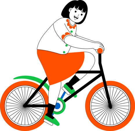 Woman Enjoy Cycling  Illustration