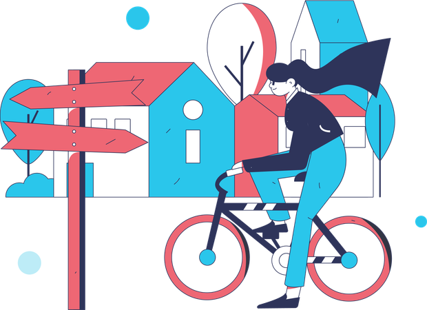 Woman enjoy cycling in vacation  Illustration