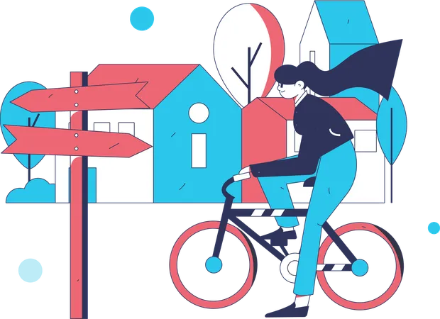 Woman enjoy cycling in vacation  Illustration