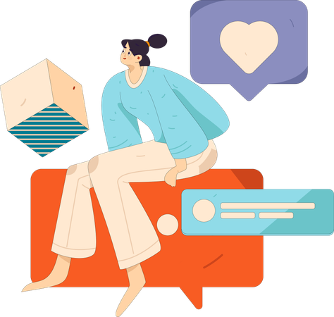 Woman enjoy doing online communication  Illustration