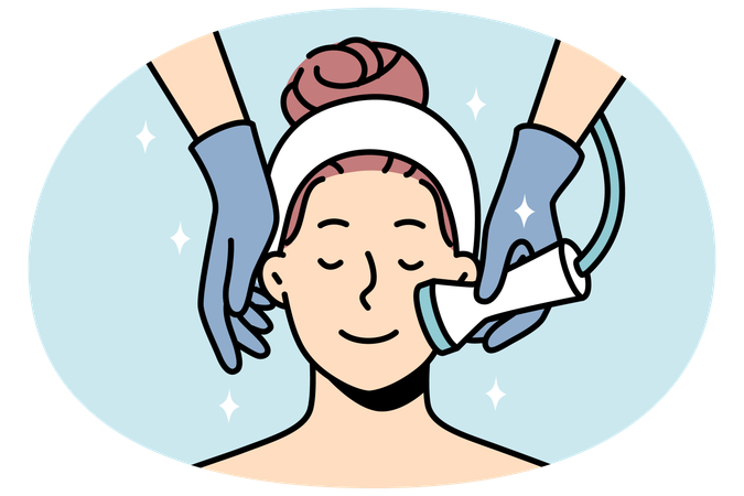 Woman enjoy face skin treatment in saloon  Illustration
