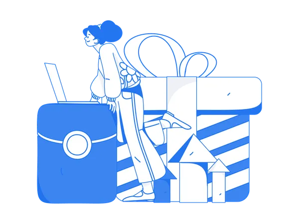 Woman enjoy online shopping  Illustration