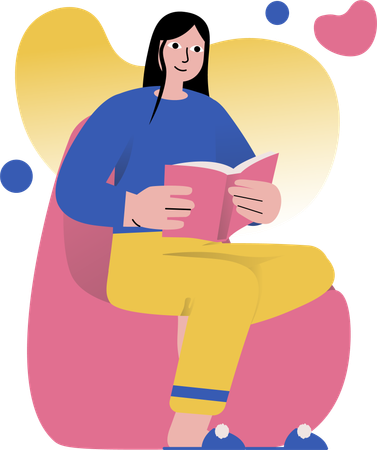 Woman enjoy reading her book  Illustration