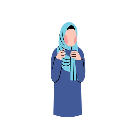 Hijab Woman Drinking Coffee Illustration