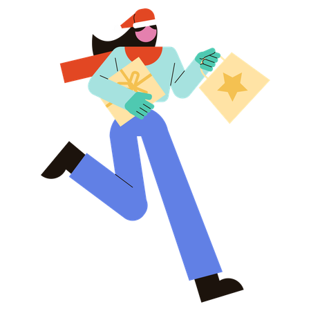 Woman enjoy Shopping on Christmas sale  Illustration