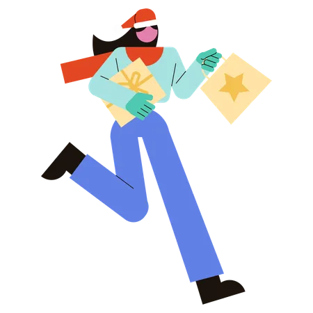 Woman enjoy Shopping on Christmas sale  Illustration