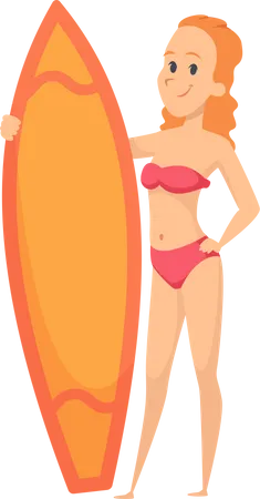 Woman Enjoy Surfing  Illustration