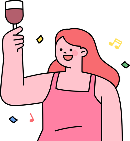 Woman enjoying beer party  Illustration