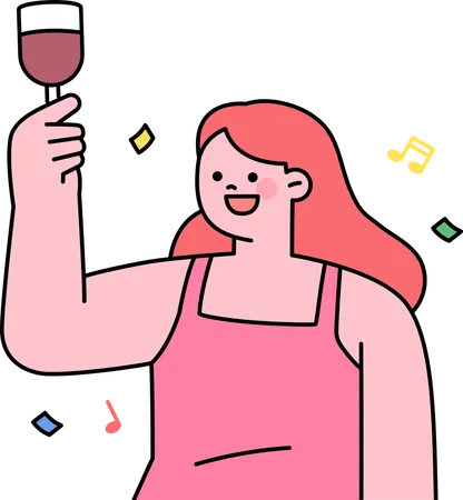 Woman enjoying beer party  Illustration