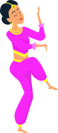 Woman enjoying bharatnatyam dance  Illustration