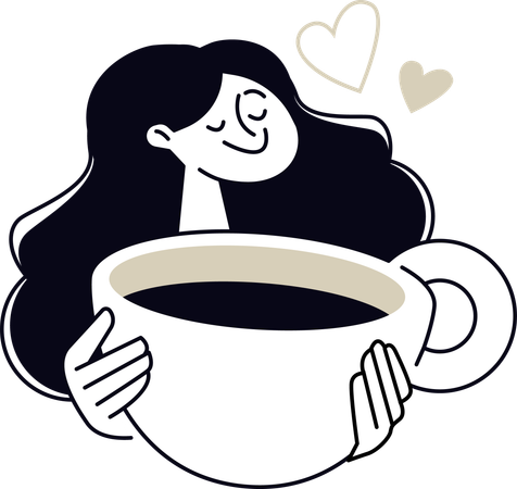 Woman enjoying Cappuccino cup  Illustration