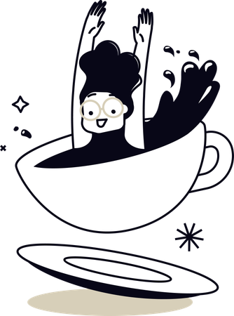 Woman enjoying Cappuccino  Illustration