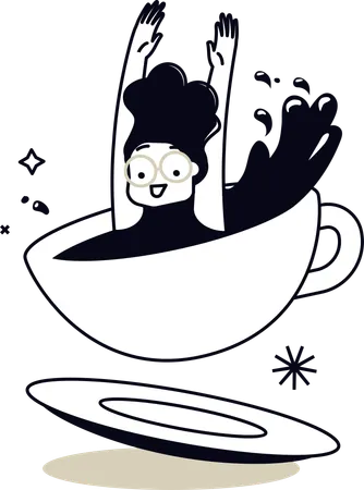 Woman enjoying Cappuccino  Illustration