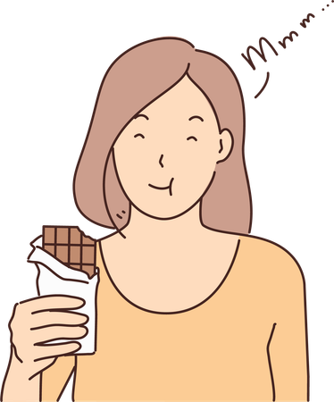 Woman enjoying chocolate bar  Illustration
