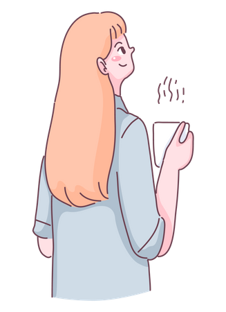 Woman enjoying cup of coffee Illustration