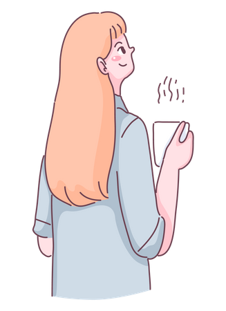 Woman enjoying cup of coffee  Illustration