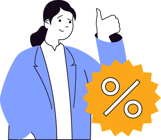 Woman enjoying discount shopping  Illustration