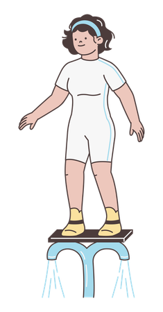 フライボードを楽しむ女性  イラスト