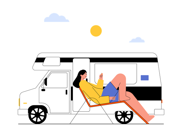 Woman enjoying her summer holidays  Illustration