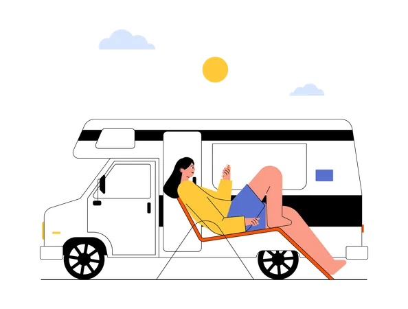 Woman enjoying her summer holidays  Illustration