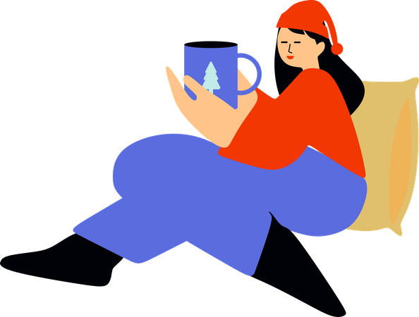 Woman enjoying Holiday Cheer  Illustration