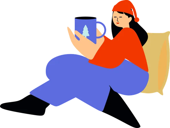 Woman enjoying Holiday Cheer  Illustration